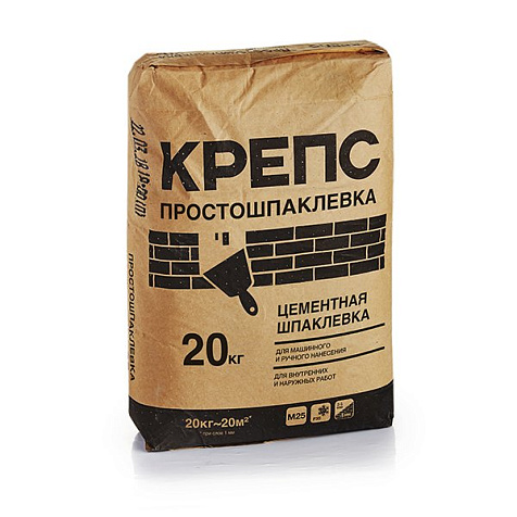 Шпаклевка цементная КРЕПС Просто Шпаклевка, 20 кг купить в СОМ