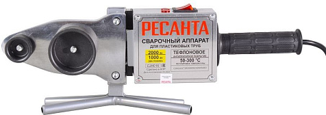 Аппарат д/сварки ПВХ труб РЕСАНТА АСПТ-2000А, насадки 20/25/32/40/50/63мм, 2000 Вт купить в СОМ