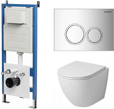 Инсталляция Grossman 900.K31.01.000, унитаз GR-4455SQ, кнопка 700.K31.01.100.100 хром купить в СОМ