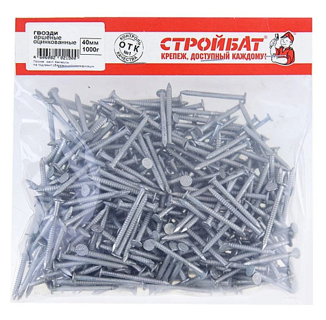 Гвоздь ершеный оцинков. 40 мм, 1000 г купить в СОМ