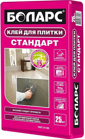 Клей для плитки БОЛАРС СТАНДАРТ, 25 кг купить в СОМ