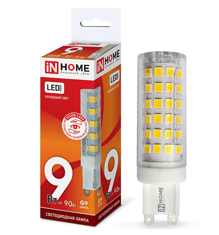 Лампа светодиодная IN HOME, 9Вт 230В G9 4000К купить в СОМ