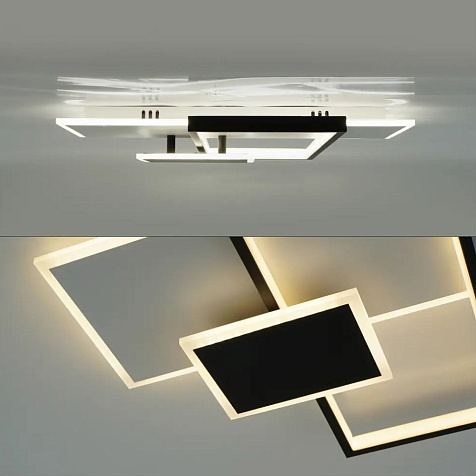 Люстра светодиодная Estares LAMPARAS 90W, 9000lm, 2K-4K-6K, 500x500x70, белый/черный, ПДУ купить в СОМ