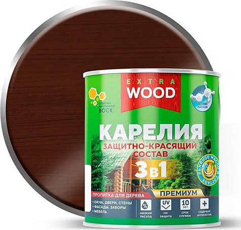 Состав защитно-красящий 3 в1 Карелия Wood Extra, орегон, 0.75 л купить в СОМ