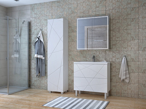 Зеркало-шкаф Vigo Geometry 800, белый, с подсветкой купить в СОМ