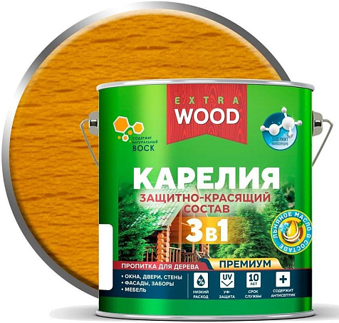 Состав защитно-красящий 3 в1 Карелия Wood Extra, сосна, 2.7 л купить в СОМ