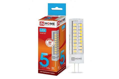 Лампа светодиодная IN HOME, 5Вт 12В G4 4000К купить в СОМ