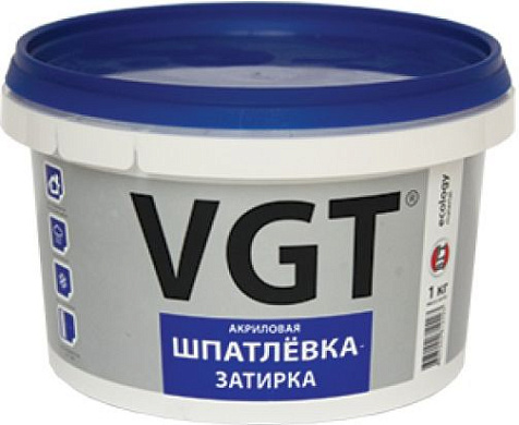 Шпатлевка-затирка акриловая VGT, для наружных и внутренних работ, 1кг купить в СОМ