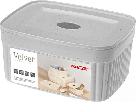 Корзинка Velvet с крышкой 0.9л серая купить в СОМ