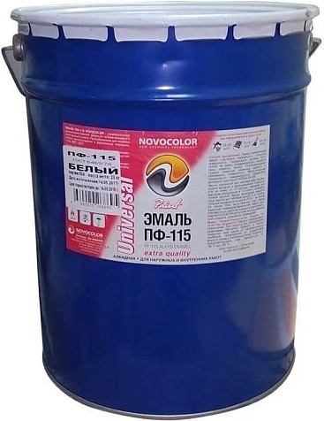 Эмаль ПФ-115 Novocolor, белая, 25 кг купить в СОМ