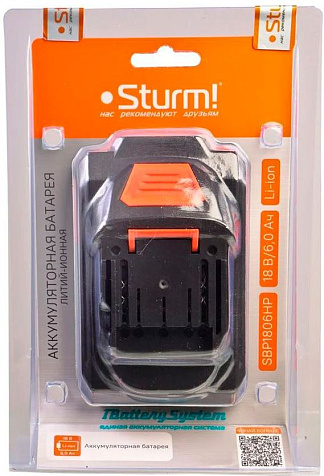 Аккумулятор Sturm SBP1806HP, 1BatterySystem, 18В, Li-ion, 6.0А/ч купить в СОМ