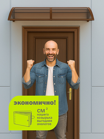 Козырек (навес) защитный усиленный профиль одинарный серый, ПК сотовый темный 6 мм, 993х1130х276 мм купить в СОМ
