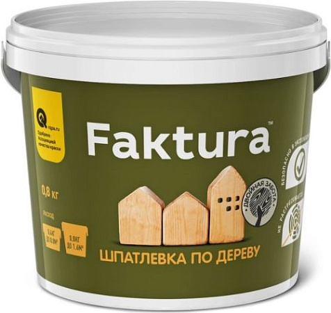 Шпатлевка по дереву Faktura, белая, 0.8 кг купить в СОМ