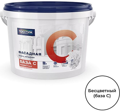 Краска латексная Престиж, фасадная, база С, 0.9 л купить в СОМ