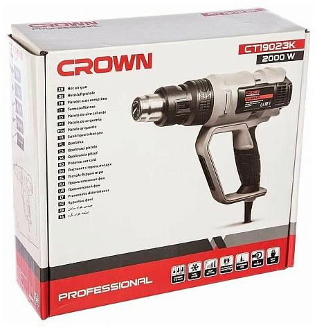 Фен строительный CROWN CT19022K, 1800 Вт, 4 насадки купить в СОМ