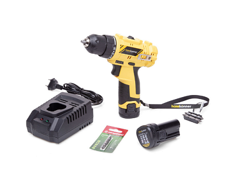 Шуруповерт Hanskonner HCD1230R, 12В, Li-ion, 2.0А/ч, бесщеточный купить в СОМ