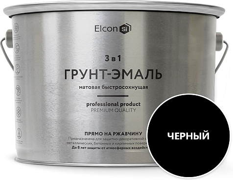 Грунт-эмаль по ржавчине 3в1 Elcon, RAL9005 черный матовый, нанесение до -20°, 2кг купить в СОМ