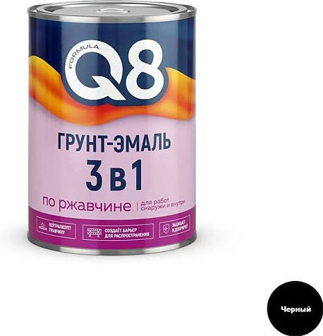 Грунт-эмаль по ржавчине Formula Q8, черная, 0.8 кг купить в СОМ