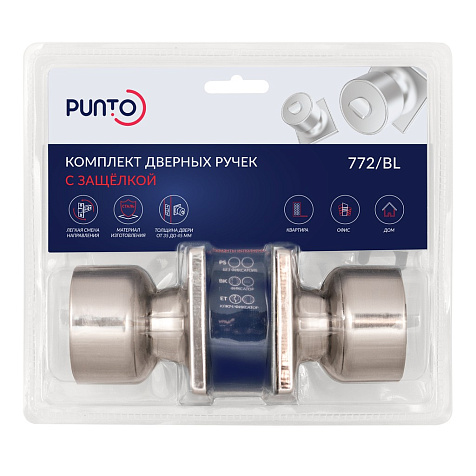 Ручка защелка PUNTO DK772/BL SN-BK (фик.) никель купить в СОМ
