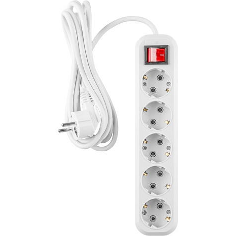 Удлинитель ОНЛАЙТ OPE-S-05-500-ESC-3x1  5 гн, 5 м, СЗ, с выключ, 16А IP20 белый купить в СОМ