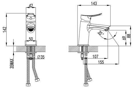 Смеситель для раковины Milardo Amplex AMPSB00M01, латунь, хром купить в СОМ