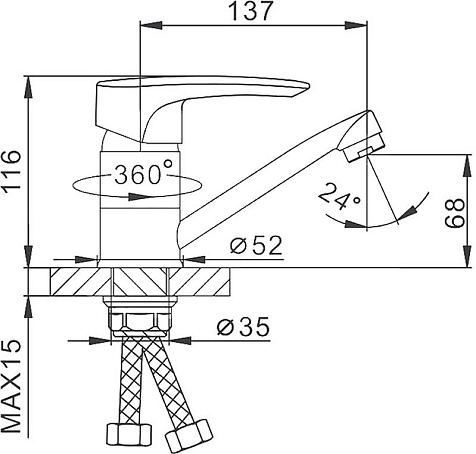 Смеситель для раковины Frap 45701-В купить в СОМ