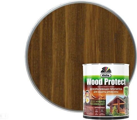 Пропитка защитно-декоративная Dufa WOOD PROTECT, орех, 0.75 л купить в СОМ