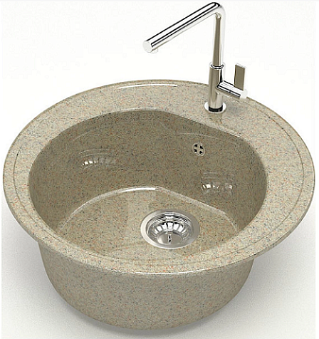Мойка каменная Granit Bergg Черая Z3Q34, 510 х510 х191 мм, песочный, глянцевая купить в СОМ