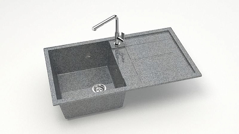 Мойка каменная Granit Bergg Рони Z17Q8, 850 х500 х195 мм, темно-серая глянцевая купить в СОМ