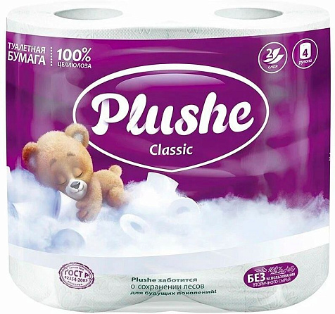 Бумага туалетная Plushe  2сл 4шт купить в СОМ