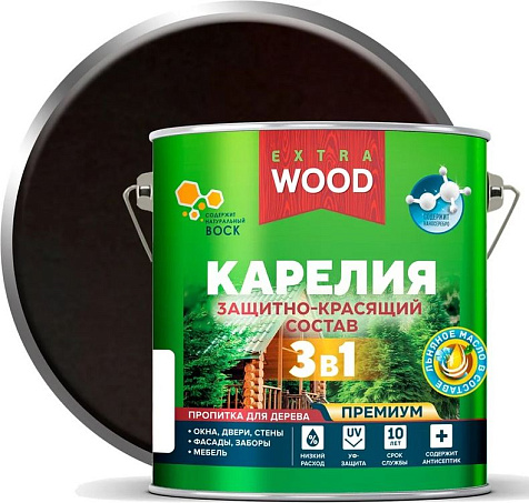 Состав защитно-красящий 3 в1 Карелия Wood Extra, палисандр, 2.7 л купить в СОМ