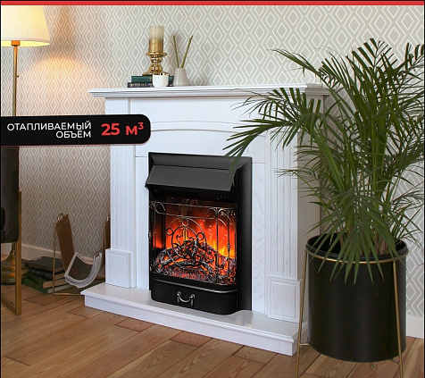 Камин электрический RealFlame Majestic Lux/Neapolis, камень бежевый, шпон белый купить в СОМ
