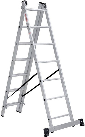Лестница 3-х секционная Новая Высота NV1230, 7 ступеней, алюминиевая купить в СОМ