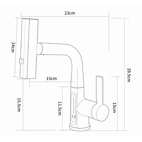 Смеситель для мойки Dikalan DT40372-4, латунь, серый, Led-дисплей купить в СОМ