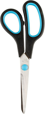 Ножницы OfficeSpace 19см эргономичные ручки черные с синими вставками ПВХ чexол с европодвесом купить в СОМ