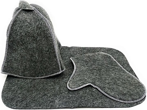 Набор банный Классика серый (шапка,варежка,коврик) эконом купить в СОМ
