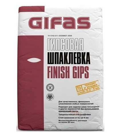 Шпатлевка гипсовая Gifas Finish Gips, 5 кг купить в СОМ