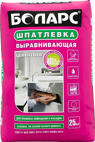 Шпатлевка выравнивающая БОЛАРС, цементная, 25 кг купить в СОМ
