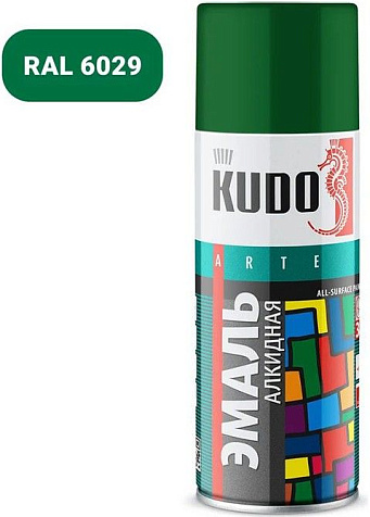 Эмаль-аэрозоль Kudo KU-10081 универсальная, алкидная, зеленая, 0.52 л купить в СОМ