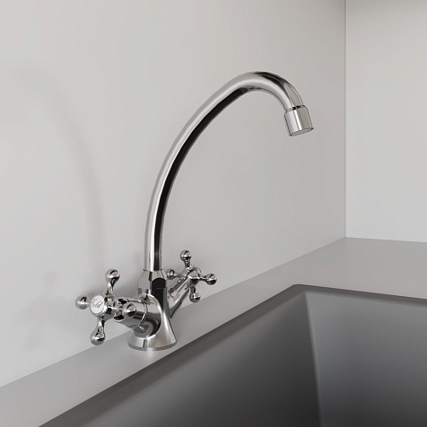 Смеситель для мойки Avrora Vesta AV2120, латунь, хром купить в СОМ