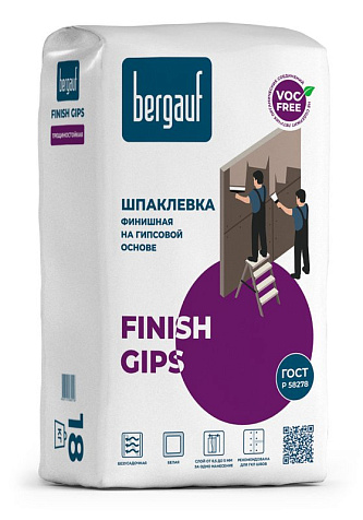 Шпаклевка гипсовая Bergauf Finish Gips, белая, 18 кг купить в СОМ