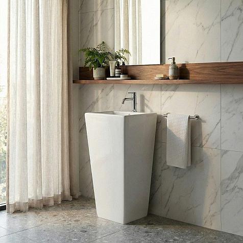 Раковина напольная Azario Fretta Square AZ-303 440 х380 х835 мм, отдельностоящая купить в СОМ