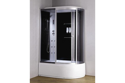 Кабина душевая Loranto CS-007-1L, 120 х85 х220 см, черное стекло, высокий поддон, левая купить в СОМ