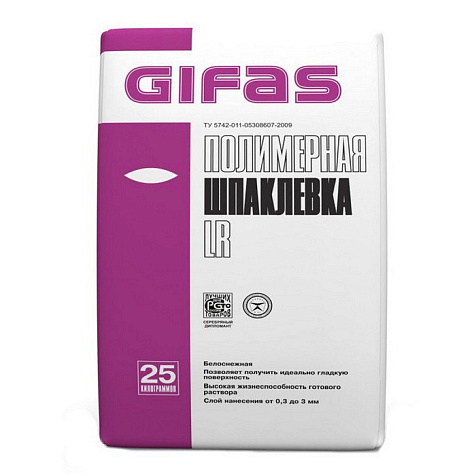 Шпатлевка полимерная Gifas LR, белоснежная, 25 кг купить в СОМ