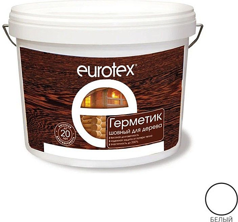 Герметик акриловый Eurotex, шовный для дерева, белый, 3 кг купить в СОМ