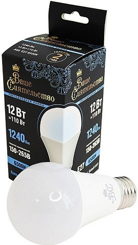 Лампа светодиодная ВАШЕ СИЯТЕЛЬСТВО E27 A60  12W 1240lm  6500K купить в СОМ