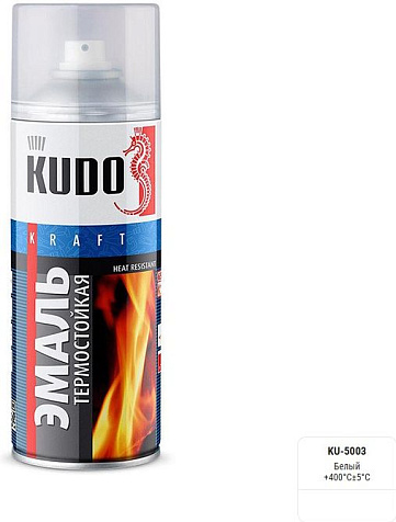 Эмаль-аэрозоль Kudo KU-5003, термостойкая, белая, 0.52 л купить в СОМ