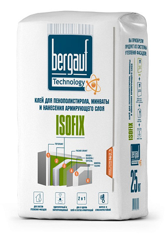 Клей Bergauf isofix для полистирола и мин.ваты, 25 кг купить в СОМ
