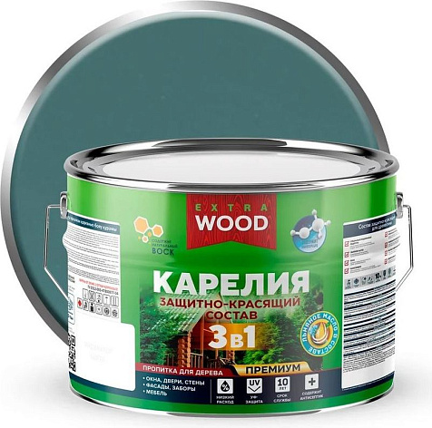 Состав защитно-красящий 3 в1 Карелия Wood Extra, утренний туман, 9 л купить в СОМ