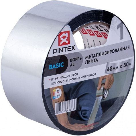 Лента клейкая Pintex металлизированная, 48 мм х 50 м купить в СОМ